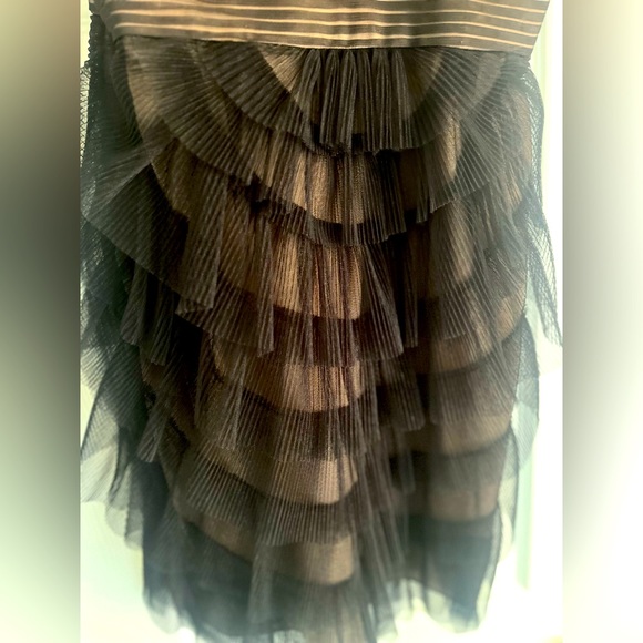 BCBGmaxazria One Shoulder Black Toile + Tan Lining Cocktail Dress - Picture 5 of 5